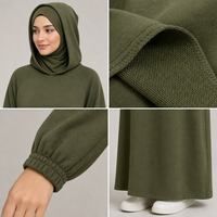 Robe Abaya musulmane à capuche personnalisée pour femme, avec hijab intégré, poignets élastiques, coupe ample, couvrance totale, pour le quotidien et l'Aïd
