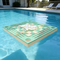 Tapis flottant de mahjong pour piscine de 35,5 pouces, plateau de mahjong en mousse EVA, table de jeu de mahjong flottante pour piscine avec motif d'échiquier