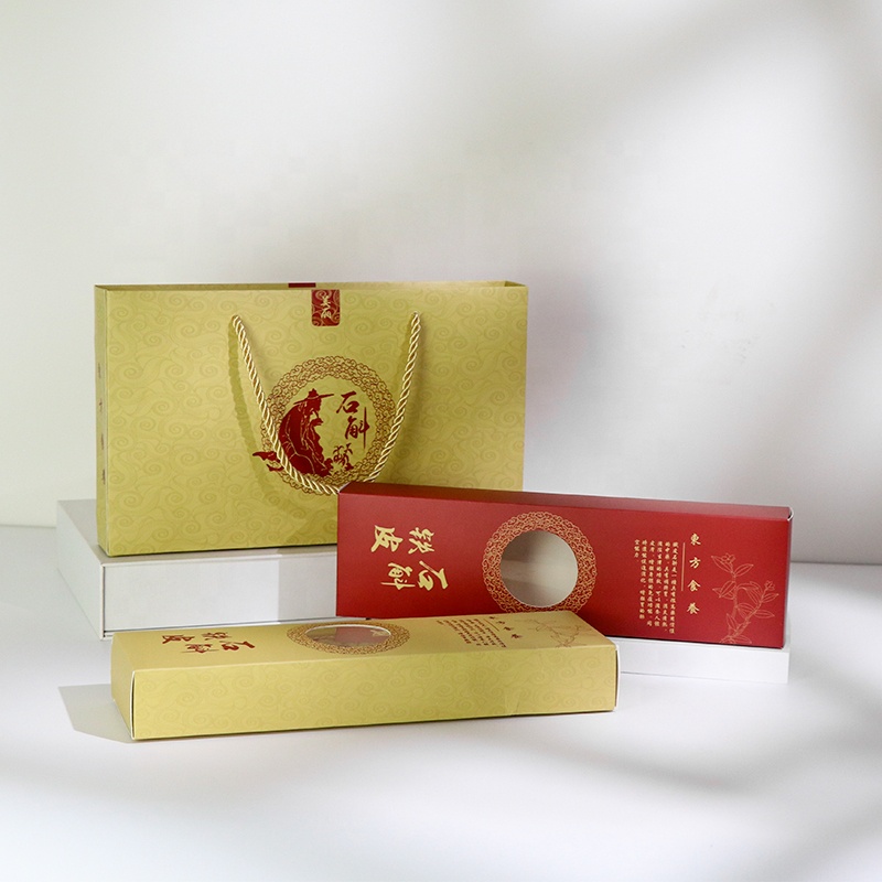 Wholesale Customized High-end Medicinal Materials Health Care Dendrobium Goji Berry Ganoderma Packaging Paper Box Bag Set