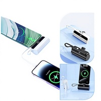 Mini Power Bank avec câble intégré, affichage LED, chargeur portable, noir
