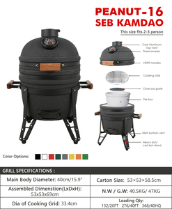 SEB PN 16" Griglia Kamado Moderna in Ceramica con Controllo Touch in Acciaio Inox, Superficie Antiaderente, Affumicatore a Carbone Versatile <span class=keywords><strong>per</strong></span> Cucina all'Aperto - Product Image 3
