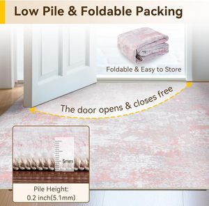 Tappeti Moderni Astratti Lavabili 5'x7' Antiscivolo Morbidi per Soggiorno Grande Formato Ingresso <span class=keywords><strong>Camera</strong></span> da Letto Asilo Nido Arredamento Casa <span class=keywords><strong>Rosa</strong></span> - Product Image 3