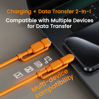 Nuevo Cable Tipo C 2 en 2 de 240 W, Cable USB 4 en 1 para iOS con Transferencia de Datos de 480 Mbps, Cable de Silicona para Teléfono y Tableta con Carga Rápida PD de 1.2 M