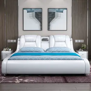 Портативное Белое мягкое кожаное двуспальная кровать для оптовой продажи детей Человек-паук простой подростковый французский коттедж мебель для спальни