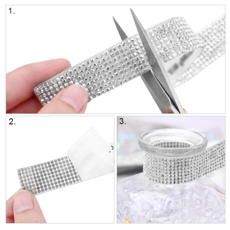 Pegatinas de diamantes de imitación ostentosos rollo de cinta DIY para manualidades decoración de teléfono de coche