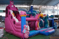 Aire de jeux gonflable sur le thème de l'ours mignon avec toboggan pour enfants, équipement de parc d'attractions commercial pour fêtes en plein air