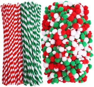 Kit de suministros para manualidades navideñas, pompones de chenilla, 1cm, 2cm, 3cm, varios colores - Product Image 5