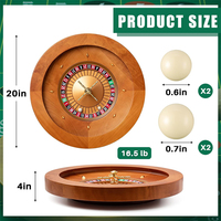 Jeu de table de fête à la maison Roue de roulette en bois de 20 pouces Roulements de précision Table tournante de roulette de casino avec boules de roulette