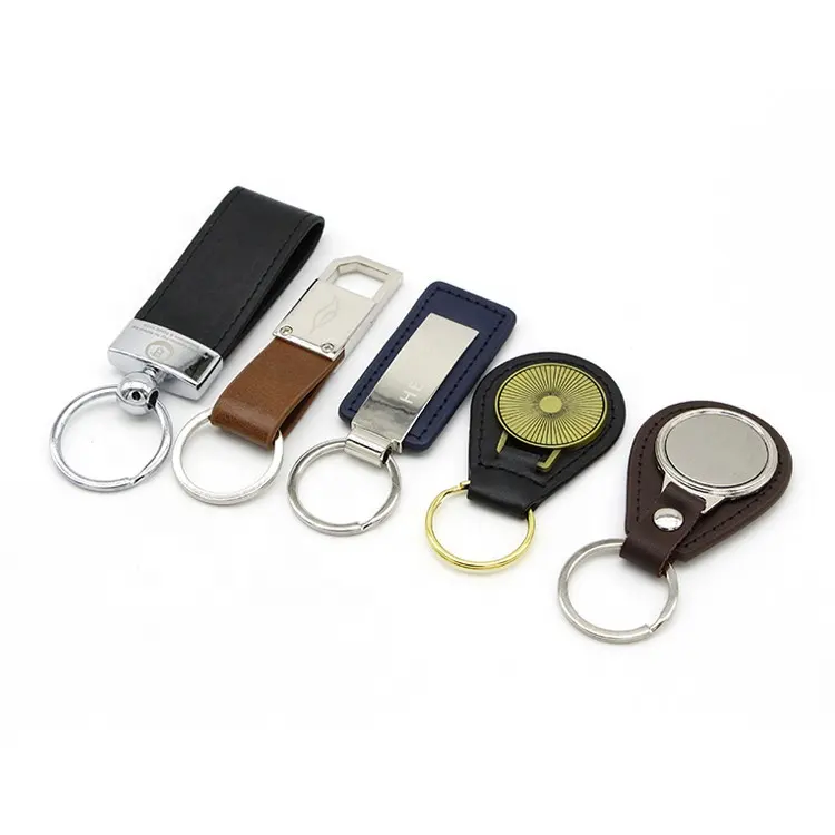 Custom Shaped Metal Personalized Promotional Souvenir OEM Leather Keychain with Logo