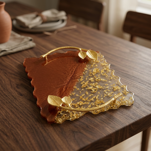 Plateau de service rectangulaire multifonctionnel en résine époxy, décoratif, avec poignées, idéal comme plateau cadeau, décoration de table moderne pour la maison et la cuisine - Product Image 2