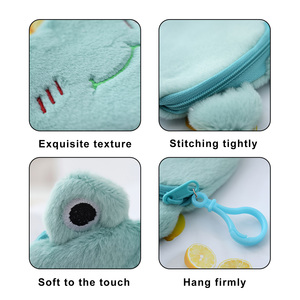 Porte-monnaie en peluche doux motif dessin animé, mini porte-clés à fermeture éclair, mignon lapin ou ours, cadeau unisexe KL 11x12cm en coton PP - Grande Vente - Product Image 5