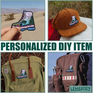 Custom Hiking Boot Embroidery <b>Patch</b> 3 Inches Iron <b>On</b> <b>Sew</b> <b>On</b> Travel Applique <b>Patch</b> For Bags - Product Image 6