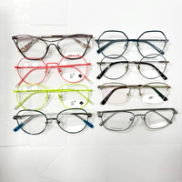 Montures de lunettes optiques en métal mélangé, assorties, multicolores, en acier inoxydable, forme carrée, tendance, en polycarbonate