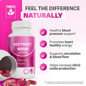 Estratto di barbabietola biologica Premium capsule da 1300mg-integratore di energia naturale e resistenza | Non ogm, verificato in laboratorio, fornitura di 30 giorni