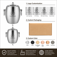 Seau à glace en acier inoxydable HC Wholesale Olive Waist Ice Barrel, conteneur 1L-3L avec couvercle poli, refroidisseur à vin pour bar, OEM 5 pièces, pour bars et commerces de détail
