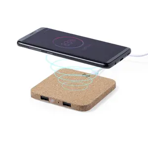 Caricabatterie wireless in sughero, gadget ecologici - Product Image 3