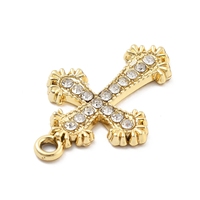 PandaHall 100 Pcs Pendentifs Religieux Catholiques Plaqué Or, Croix en Alliage de Zinc avec Strass en Cristal, Breloques de Bijoux Tendance