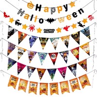 Décorations d'Halloween pour l'intérieur : Guirlandes en papier style dessin animé, motifs citrouille et fantôme, pour créer une ambiance dans les centres commerciaux et les KTV