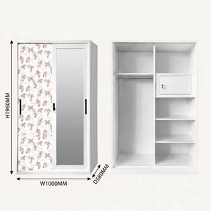Armoire moderne en acier avec portes coulissantes pour chambre à coucher, rangement de vêtements, structure KD, <span class=keywords><strong>casier</strong></span> <span class=keywords><strong>métallique</strong></span> - Product Image 4