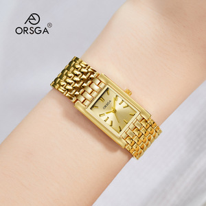 LYN-ORSGA-1178 Orologio da Donna Quadrato Moda Casual Retrò Orologio al Quarzo Dorato - Product Image 4