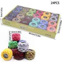24 pièces de fil de crochet teint panaché boules de fil de coton à broder pour arc-en-ciel couleur point de croix couture artisanat fournitures