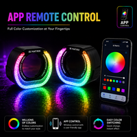 Lampe de décoration de phare de voiture à LED RGB 5D Crystal Angel Eye de 3,0 pouces, contrôle par application, vente chaude