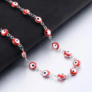 Pulseras de Acero Inoxidable Color Plata de 6mm con Ojo de la Suerte para Mujer, Tipo Cadena, Varios Colores Personalizables - Product Image 4