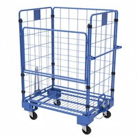 Chariot de transport industriel multi-niveaux à roulettes pour conteneurs métalliques et cages à roulettes, pour le transport de marchandises en entrepôt