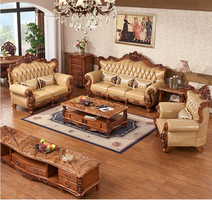 أريكة فاخرة لغرفة المعيشة، أثاث كلاسيكي أوروبي، طقم أرائك حديث من الخشب الصلب - Product Image 2