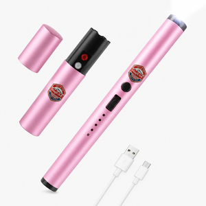 <b>Pink</b> Rechargeable Flashlight Aluminum Alloy Body With USB Cable And Rhinestone Design Promotional Novelty <b>Gift</b> - Product Image 1