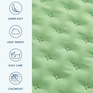 סט מצעים מיקרופייבר עם דוגמת פרחי שזיף ירוקים בוהקים, 80 גרם, עמידים בצבע, קלים לטיפול, סט שמיכת פוך - Product Image 2