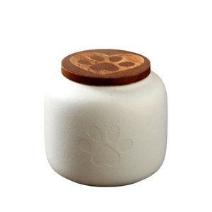 Recién llegado, urna para mascotas, recuerdo de perro y gato, soporte con estampado de patas de animales pequeños, tarro bonito de cerámica brillante, ataúd esmerilado conmemorativo, cenizas - Product Image 1