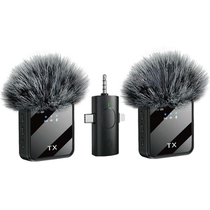 2mic 3 in1 không dây Lavalier Microphone điện thoại di động vlog video ghi âm phỏng vấn phát thanh truyền hình ve áo Micro không dây Mic - Product Image 1