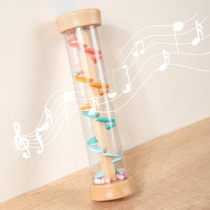 Jouet pluieuse en bois - <span class=keywords><strong>Tube</strong></span> sonore rotatif pour bébés, instrument musical sensoriel Montessori pour l'éducation précoce - Product Image 1