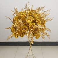 Boule de roses artificielles dorées pour décorations de mariage, arrangements de cérémonie, centres de table pour allée centrale