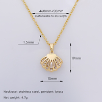 Collana con Ciondolo a Conchiglia Delicata con Zirconia Cubica e Perla, Catena in Acciaio Inossidabile Placcato Oro, Gioiello Moda Spiaggia e Oceano, Regalo