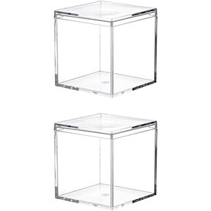 Clear Acrylic Plastic Square Cube Small Acrylic Box With Lid Storage Boxes Organizer Containers For Candy Pill And Tiny Jewelry