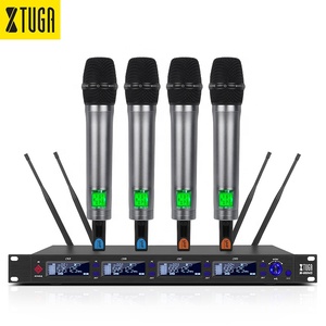 Xtuga Professional 4-Channel Wireless Handheld Microphone with Noise Cancelling &amp; LED Lights True Diversity System for Stage Use - Product Image 1