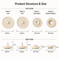 Boutons-pression blancs OEKO-TEX pour vêtements, attaches POM pour vêtements de nouveau-né, vêtements médicaux pour bébés, bavoirs et barboteuses