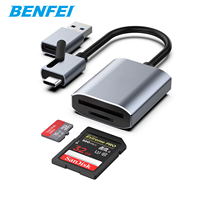 Lector de Tarjetas de Memoria USB 3.0 Tipo-C de Aluminio y PVC Personalizado, Compatible con Tarjetas SD y TF, para iPhone 15 Pro/Max, Mac Book Pro/Air 2023