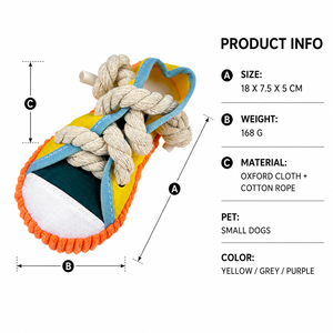 YAOYUE Juguete Masticable con Sonido de Zapatilla de Dibujos Animados para Perros Pequeños, Zapatilla de Lona con Cuerda de Algodón para Cuidado Dental y Alivio del Aburrimiento - Product Image 6