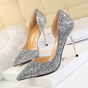 New Arrival European Fashion Bling Sequin Chaussure Femme Talon <b>Slide</b> Sandals Women Heels for Sexy Ladies Mules - Product Image 5