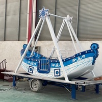 Mini bateau pirate, monté sur remorque avec roues, manège de fête foraine extérieur adapté aux aires de jeux pour enfants, personnalisable