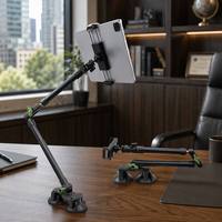 Support de tablette BoXiang 18-Yr BSCI OEM à double ventouse, bras réglable à 360° °   Support de bureau rotatif et pliable pour diffusion en direct (vente en gros)
