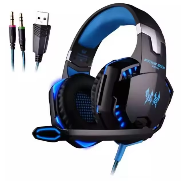 G2000 Wired Over-Ear Gaming Headset with Active Noise Cancellation & LED Lights for Immersive Audio Experience