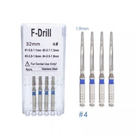 Fraise à fibre endodontique dentaire manuelle en acier inoxydable de haute qualité, modèles 1/2/3/4, longueur 32 mm, 4 pièces, certifiée CE/ISO
