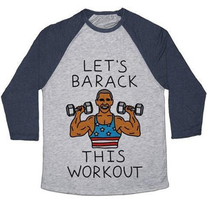 Let's Barack This Workout Unisex Tri-Blend <b>Baseball</b> <b>Tee</b> - Product Image 3