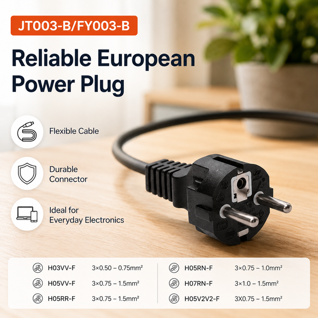 Custom CEE 7 7 European Schuko Plug Molded AC Power Cord Cable for Home Appliances Electronics Equipment