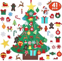 DIY Felt חג המולד עץ סט עם 41PCS קישוטי קיר ילדים הרגיש קרפט ערכות עבור פעוט חדש שנה מסיבות