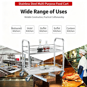 3 Shelf Stainless Steel Food Serving Cart Mobile Rolling <b>Delivery</b> <b>Trolley</b> with Lockable Wheels Commercial Grade for Hotel - Product Image 5